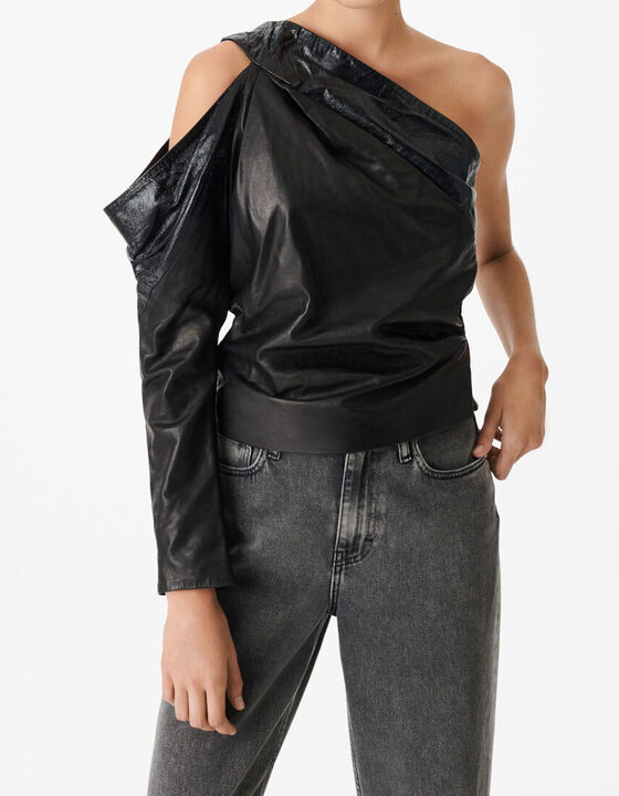ASHAK ASYMMETRICAL LEATHER TOP